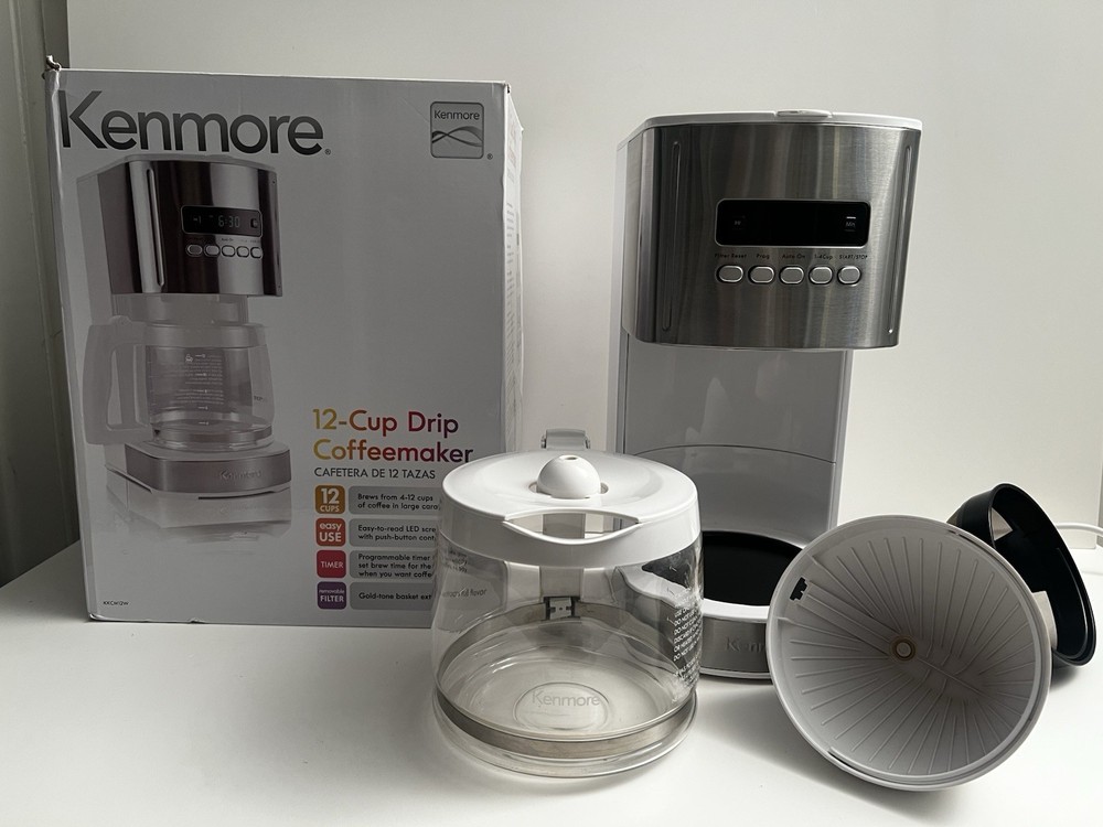 Kenmore 12 Cup White/Stainless Aroma Control Programmable Coffee Maker EUC