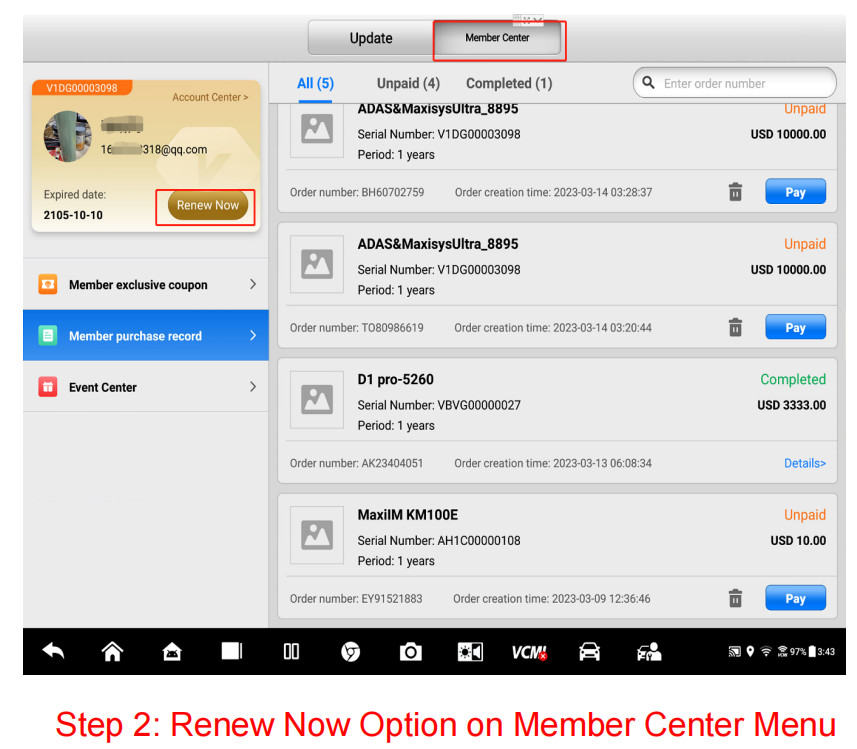 AUTEL MAXISYS MS906 PRO 1 YR UPDATE ONE YEAR SUBSCRIPTION 1YR SOFTWARE