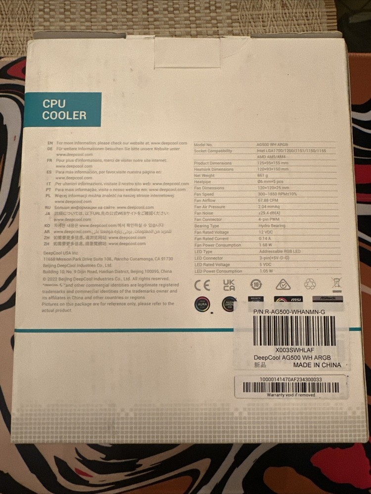 DeepCool AG500 WH ARGB Single-Tower Performance CPU Cooler