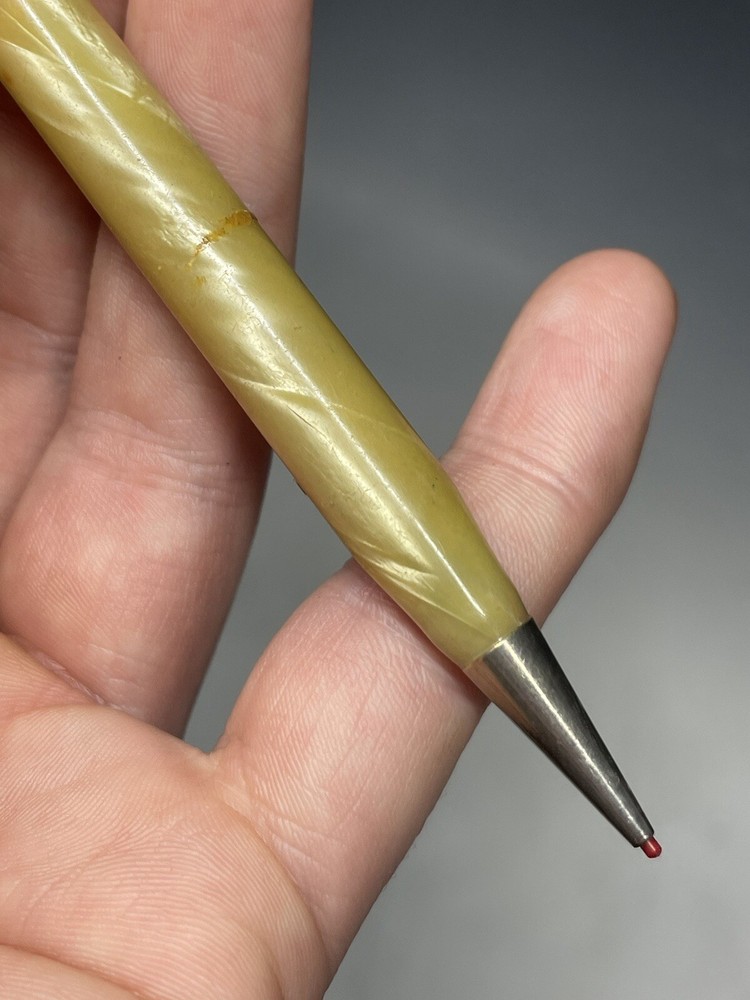Vintage 20th C. Welsharp Marbleized White Mechanical Pencil Red Drafting Tool