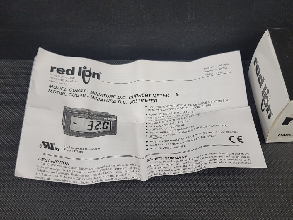 Red Lion Miniature DC Voltmeter Model CUB4V020