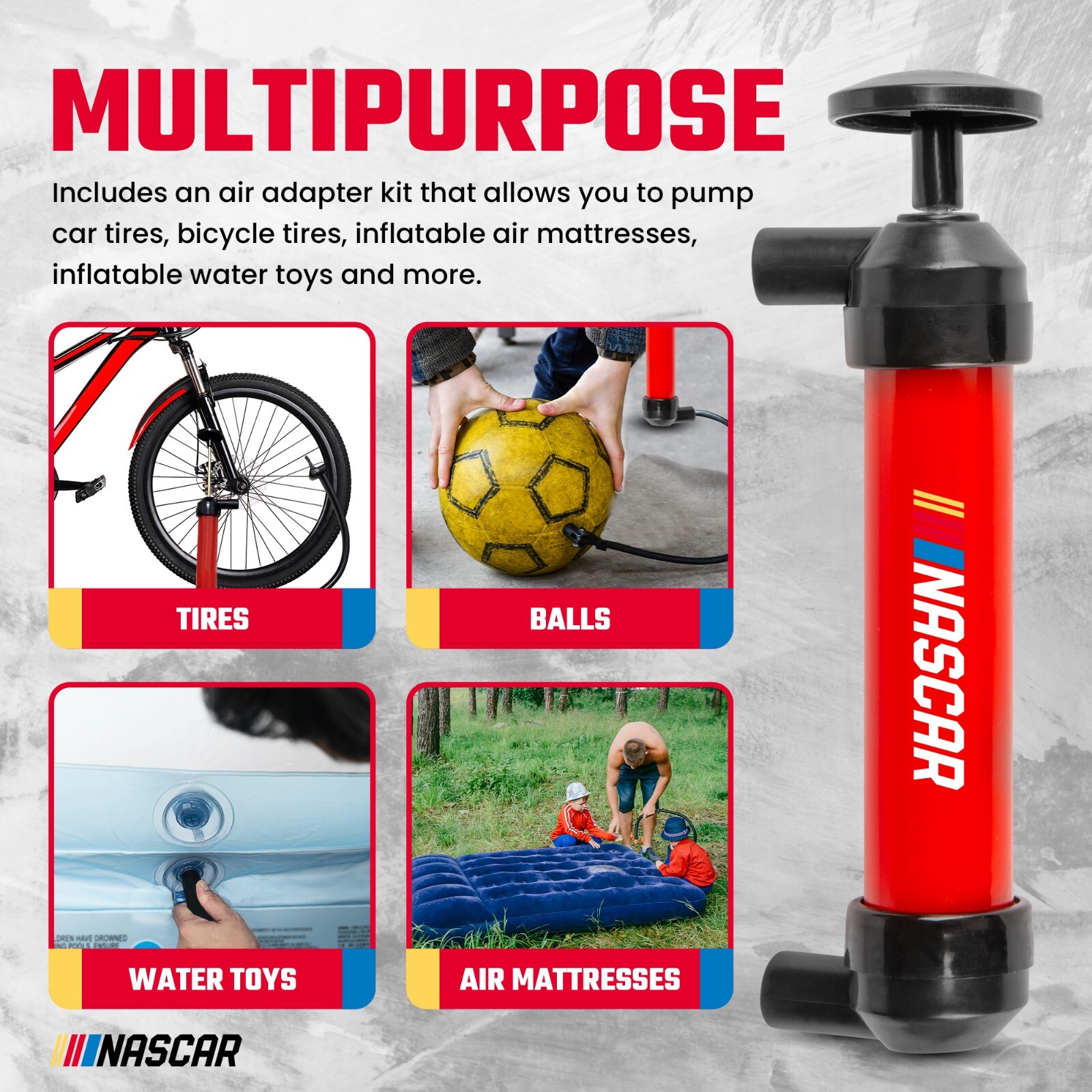 NASCAR Transfer Pump-Multi-Use Hand Siphon for Gasoline, Oil & Liquids, Air Pump