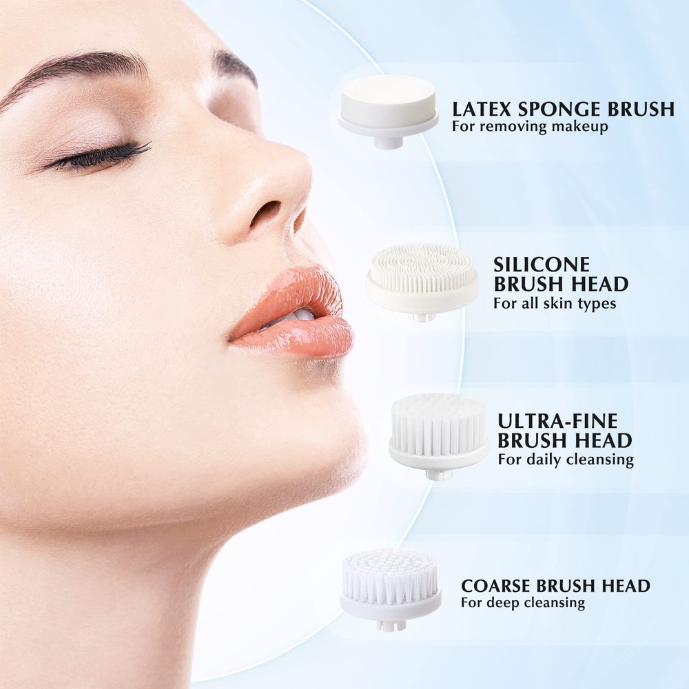 Compatible 7-in-1 Face Cleansing Brush Replacement Heads - 4 Pack