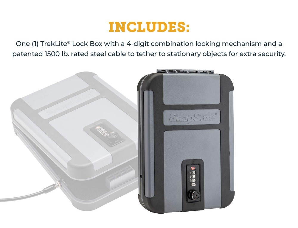 SnapSafe Treklite Gun Safe Lock Box with TSA Combination Lock