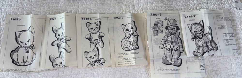 Vintage Plushy, Stuffed Mail Order  Patterns ~Original~
