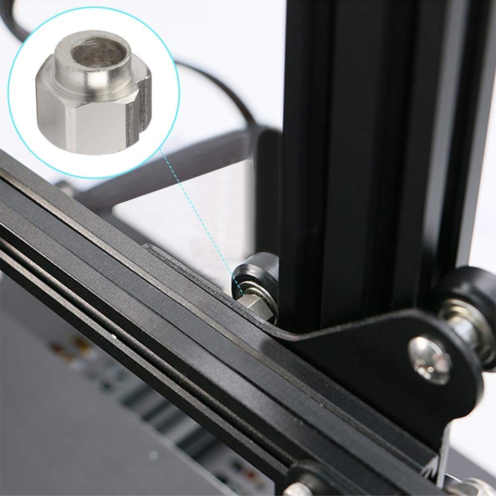 20Pcs 3D Printer Eccentric Nut, Spacer 10mm x 8mm, Silver