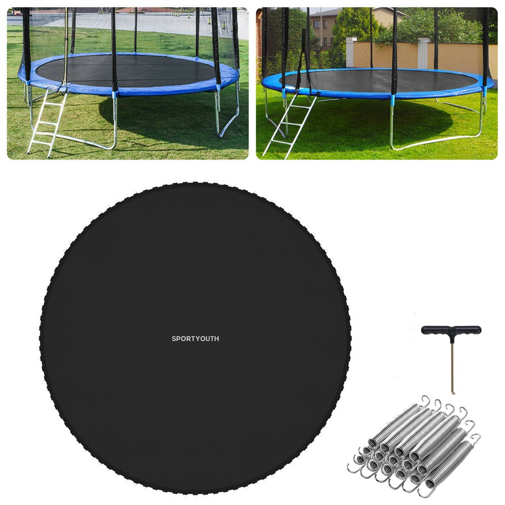 12FT 14FT 15FT Trampoline Replacement Jumping Mat-Durable Frame W/72-96 V Rings