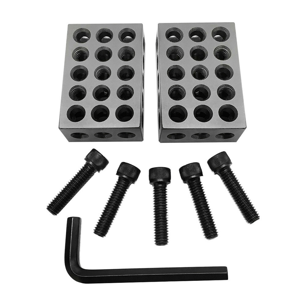 2 Pc Ultra Precision 1-2-3 Blocks .0001'' Set Holes Milling Drilling Machining