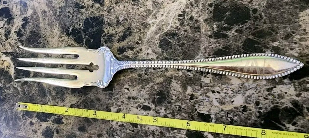1847 ROGERS ANTIQUE c1895! VISTA PATTERN SILVERPLATED MEAT SERVING FORK 🥩