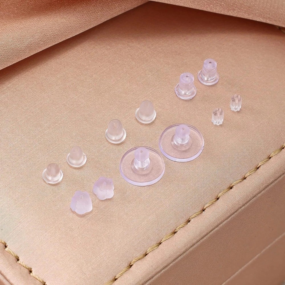 6 Styles Silicone Earring Backs for Studs, 600 Pcs Clear Soft Earring Backings H