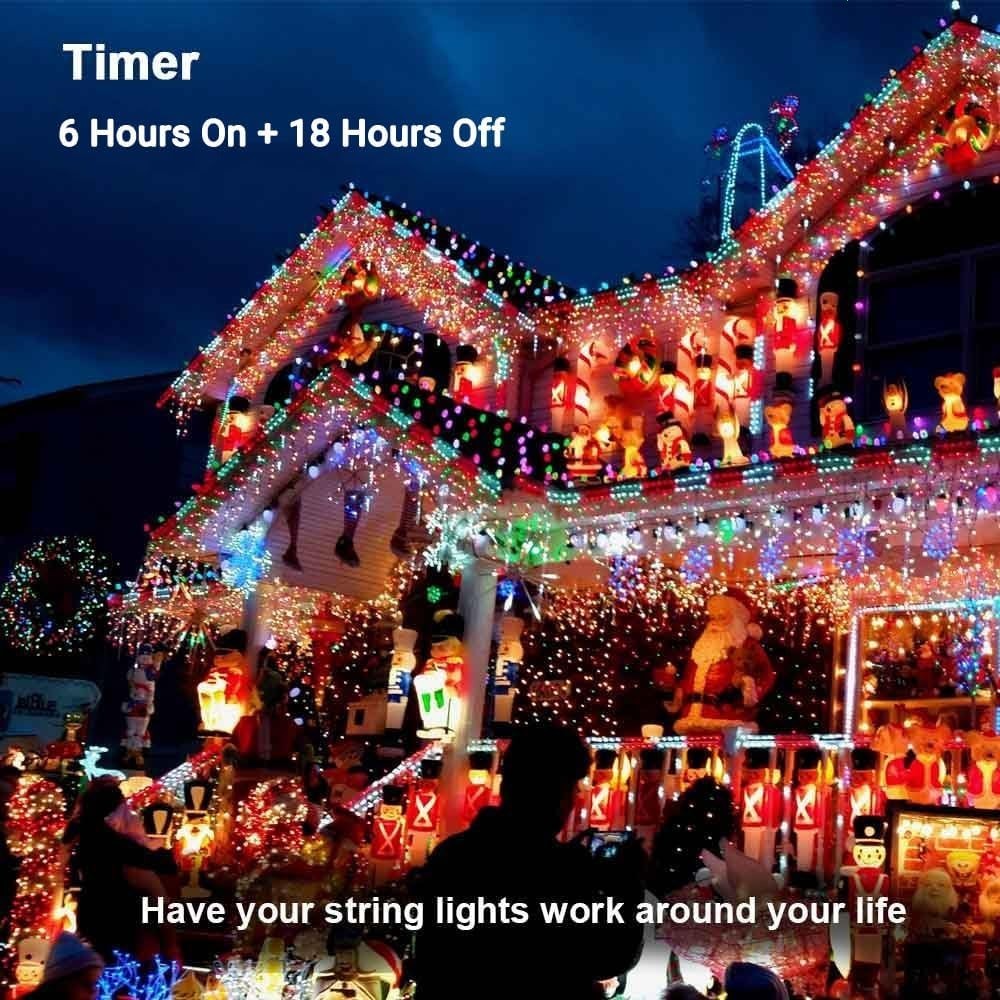 328FT 1000LED String Lights Outdoor Waterproof 8 Modes Timer Multicolor