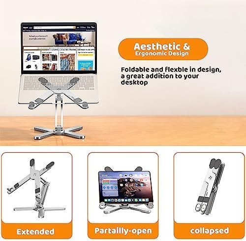 Laptop Stand with 360 Rotating Base, Computer Notebook Laptop Riser Silver