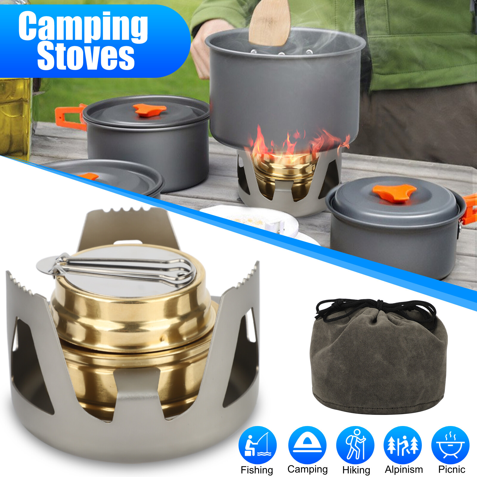 Mini Portable Alcohol Stove Burner Outdoor for Backpacking Hiking Camping Tool