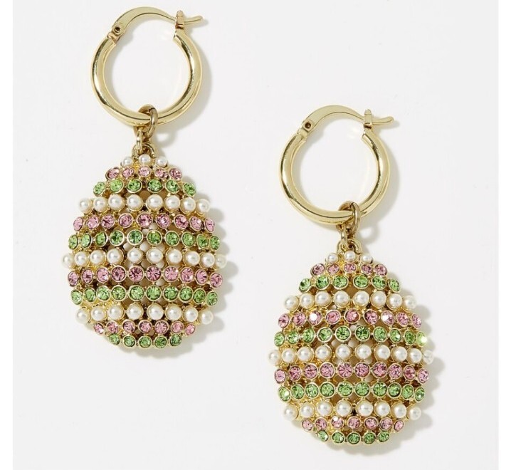 Heidi Daus "Eggs-Essential" Crystal Pave Drop Earrings-Pierced-NWT