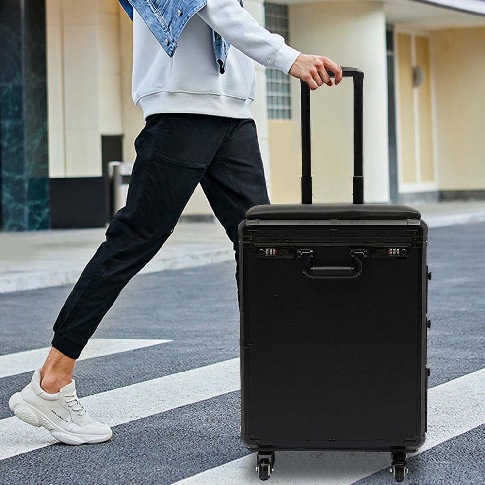 Rolling Makeup Case with Combination Lock Makeup Case with 4 Universal Wheels