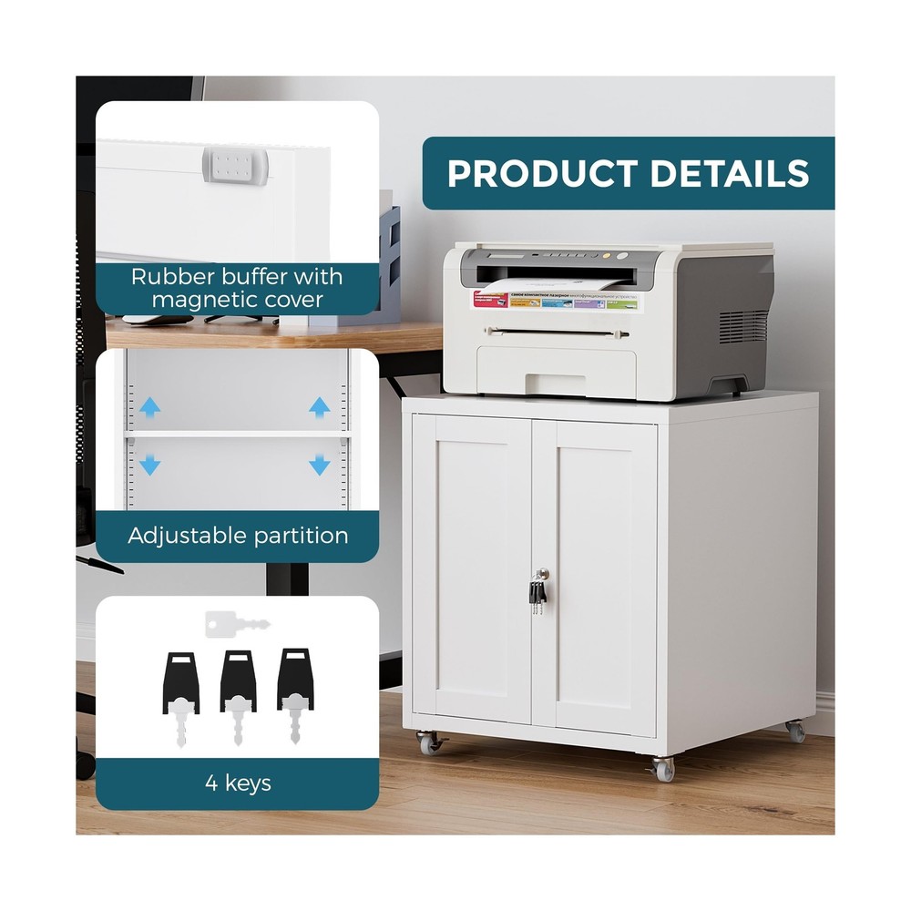 Large Printer Stand with Storage and Lock, 3D Heavy-Duty Printer Cabinet, Pri...