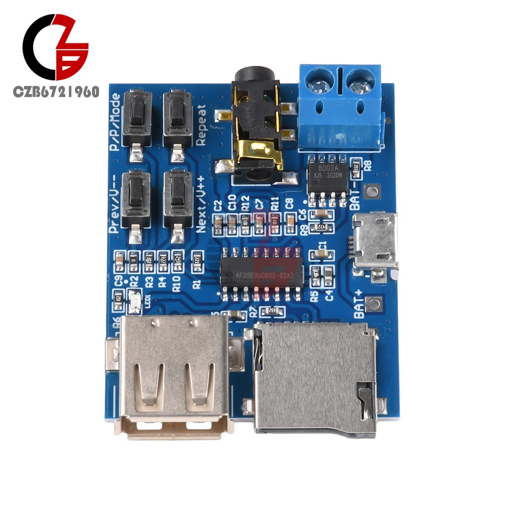 2PCS 3W MP3 Decoder Board Micro USB TF Card Audio Player Mono Amplifier Decoding