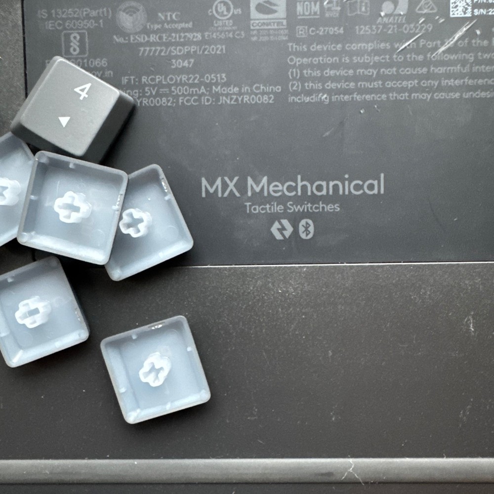 Logitech MX Mechanical Keyboard ~ Replacement Key Keycaps ~ Graphite Gray YR0082