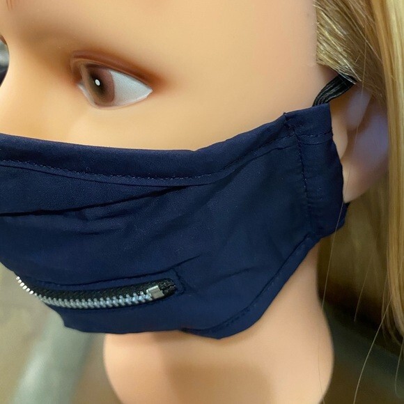 blue zipper face mask