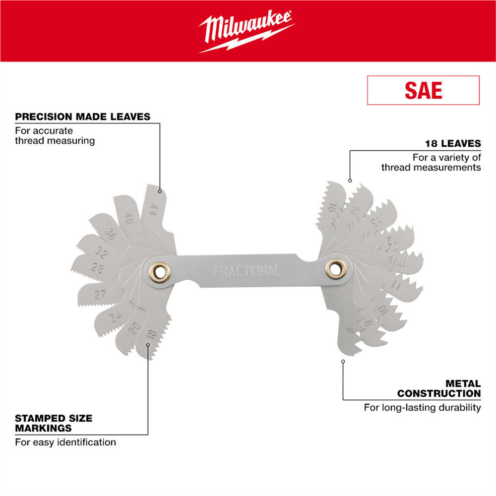 Milwaukee Tool 8-44 TPI SAE Thread Gauge