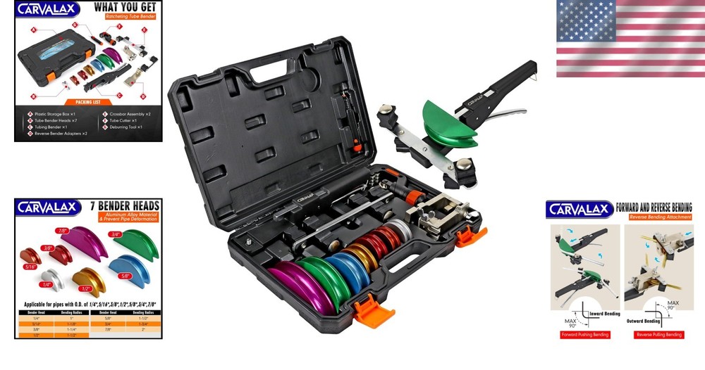 Versatile Pipe Tube Bender Set for HVAC and Hydraulic Work-