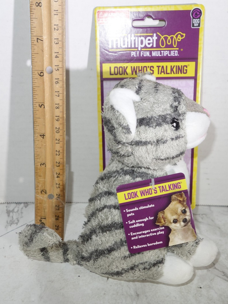 Multipet Look Who's Talking Kitten Cat Dog Plush Toy Squeeze Real Life Sound