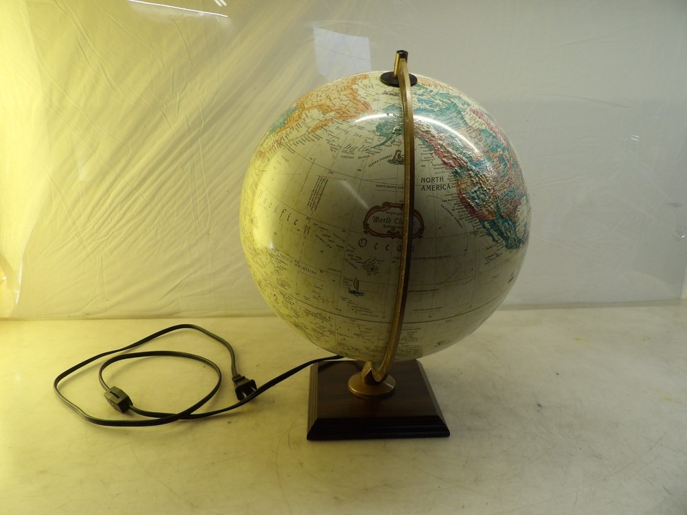 Vintage Replogle 12" Relief Lighted World Globe