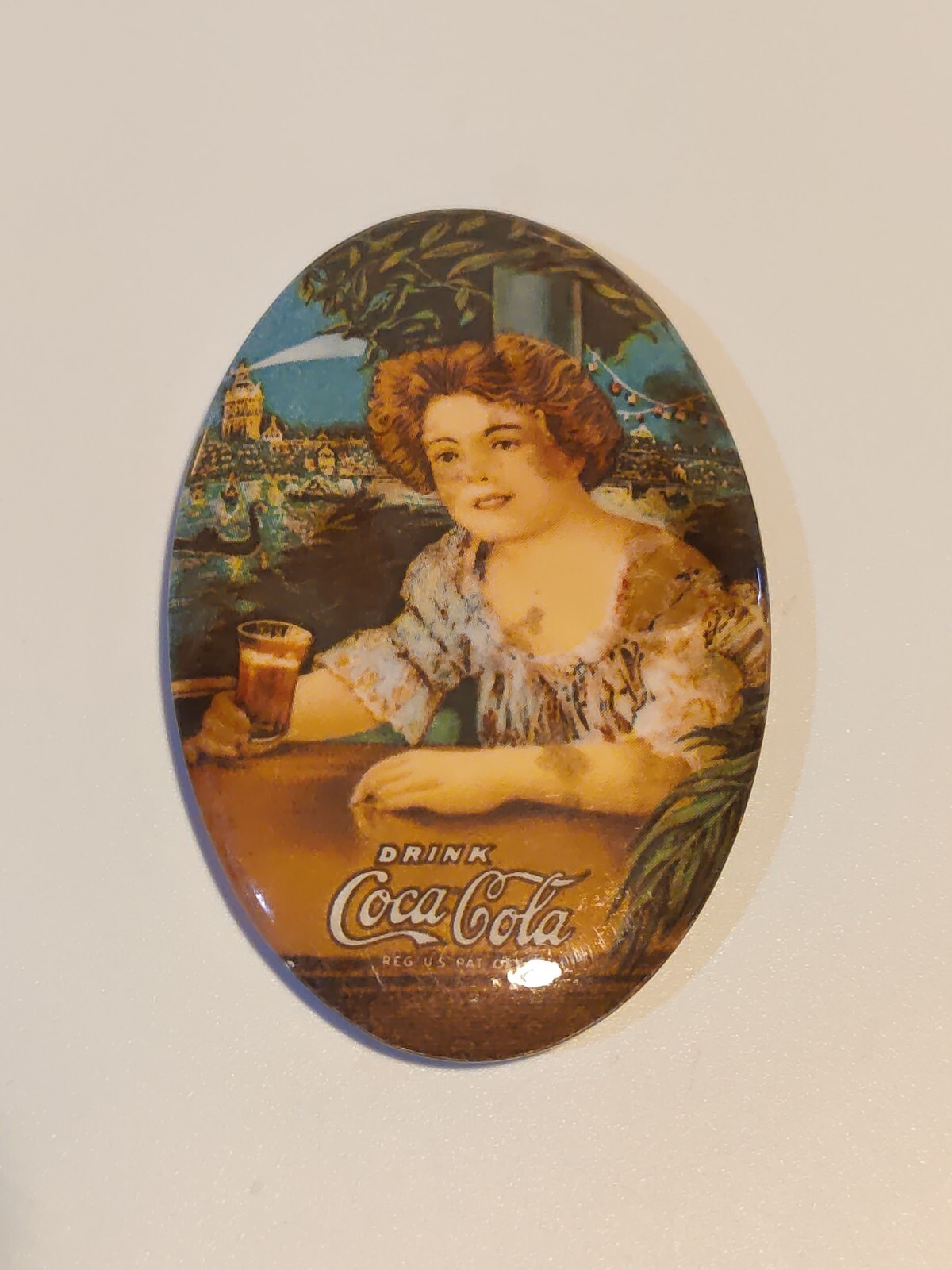 1973 MEMORIAL OF 1909 COCA-COLA  ADVERTISING POCKET MIRROR COKE EXHIBITION