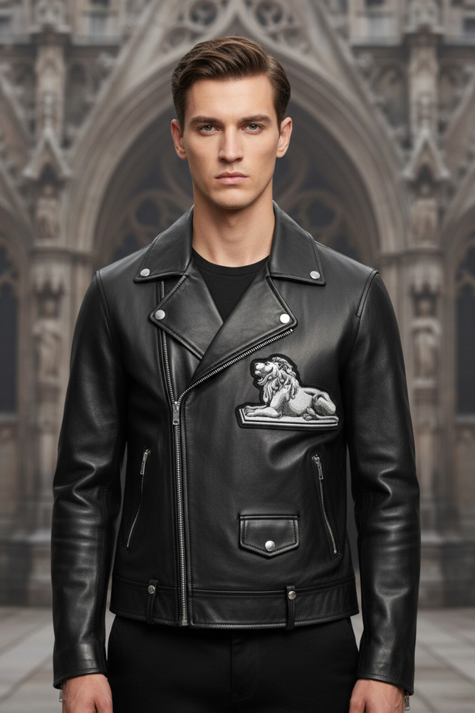 Stately Lion Patch | Black & White