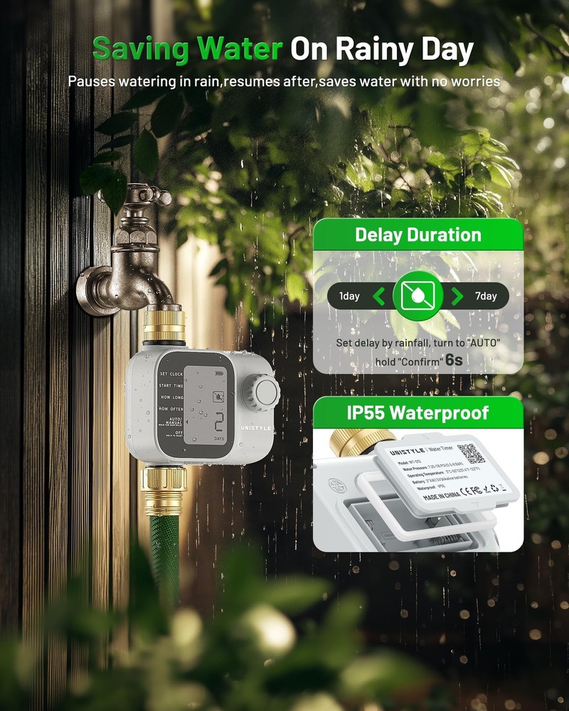 [2026 Upgrade] Sprinkler Timer with Brass Inlets & Outlets, Unistyle Programm...