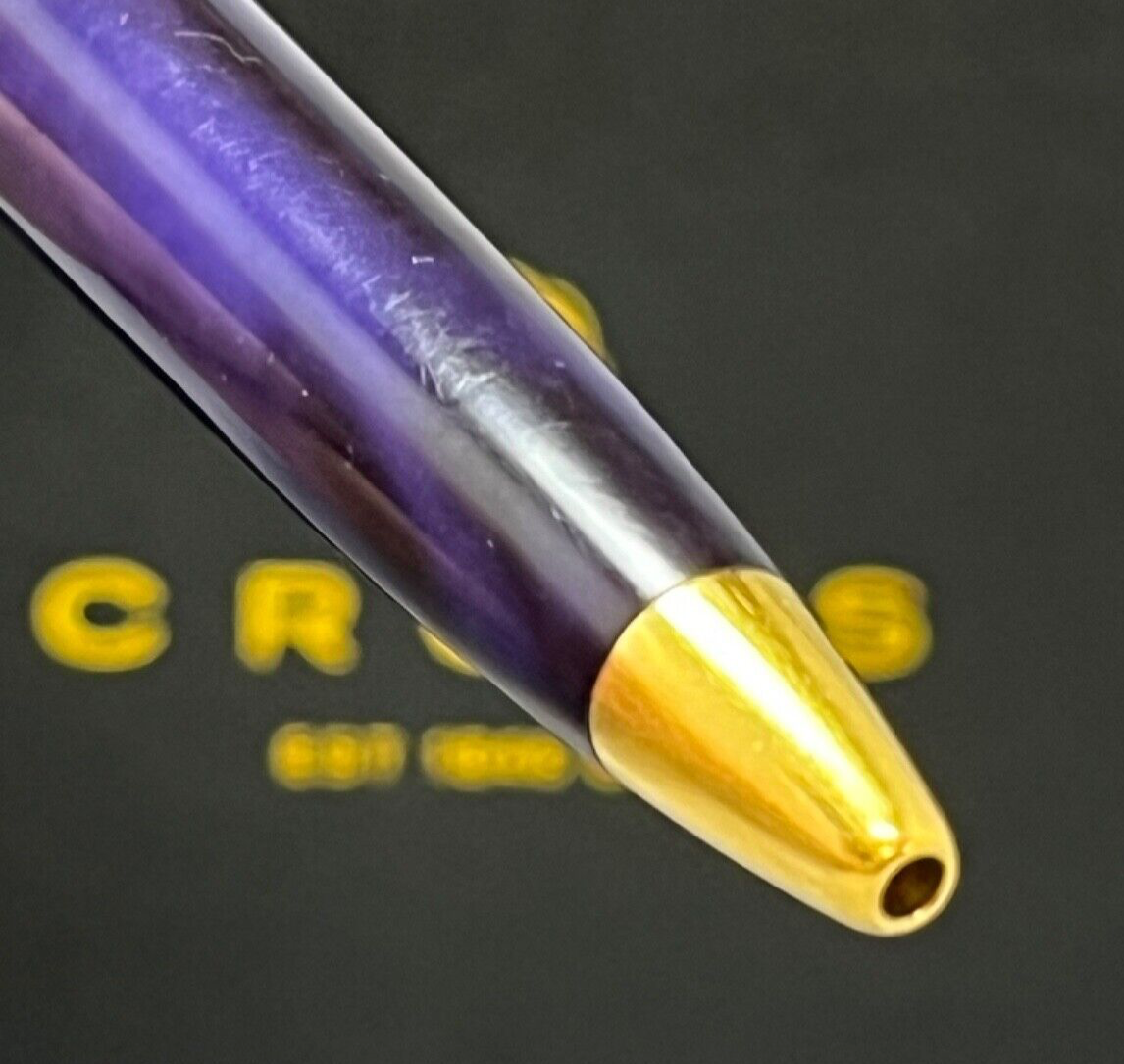 VTG Cross Radiance Blue/Black Swirl & 22K Gold Trim Ballpoint Pen + Premium Box