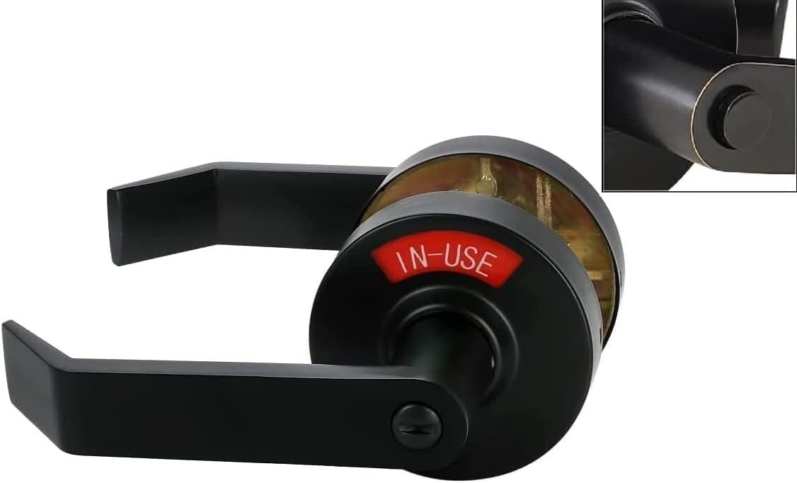 Extra Large Bathroom Privacy Lever Lock with Indicator Left-hand Door Black