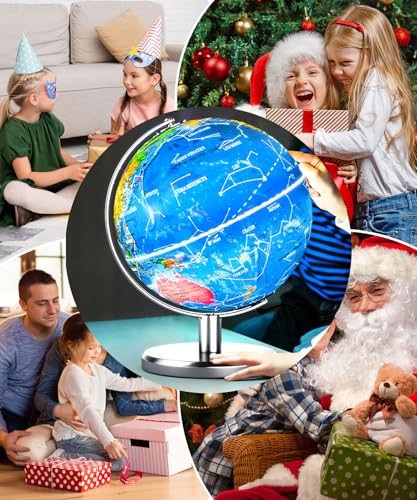 8'' Illuminated World Globe with Constellation Night Light, Educational Light