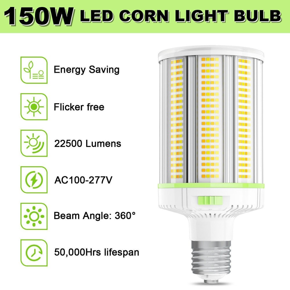 150W LED Corn Light Bulb E39 Mogul Base, Warehouse High Bay Lights djustable CCT