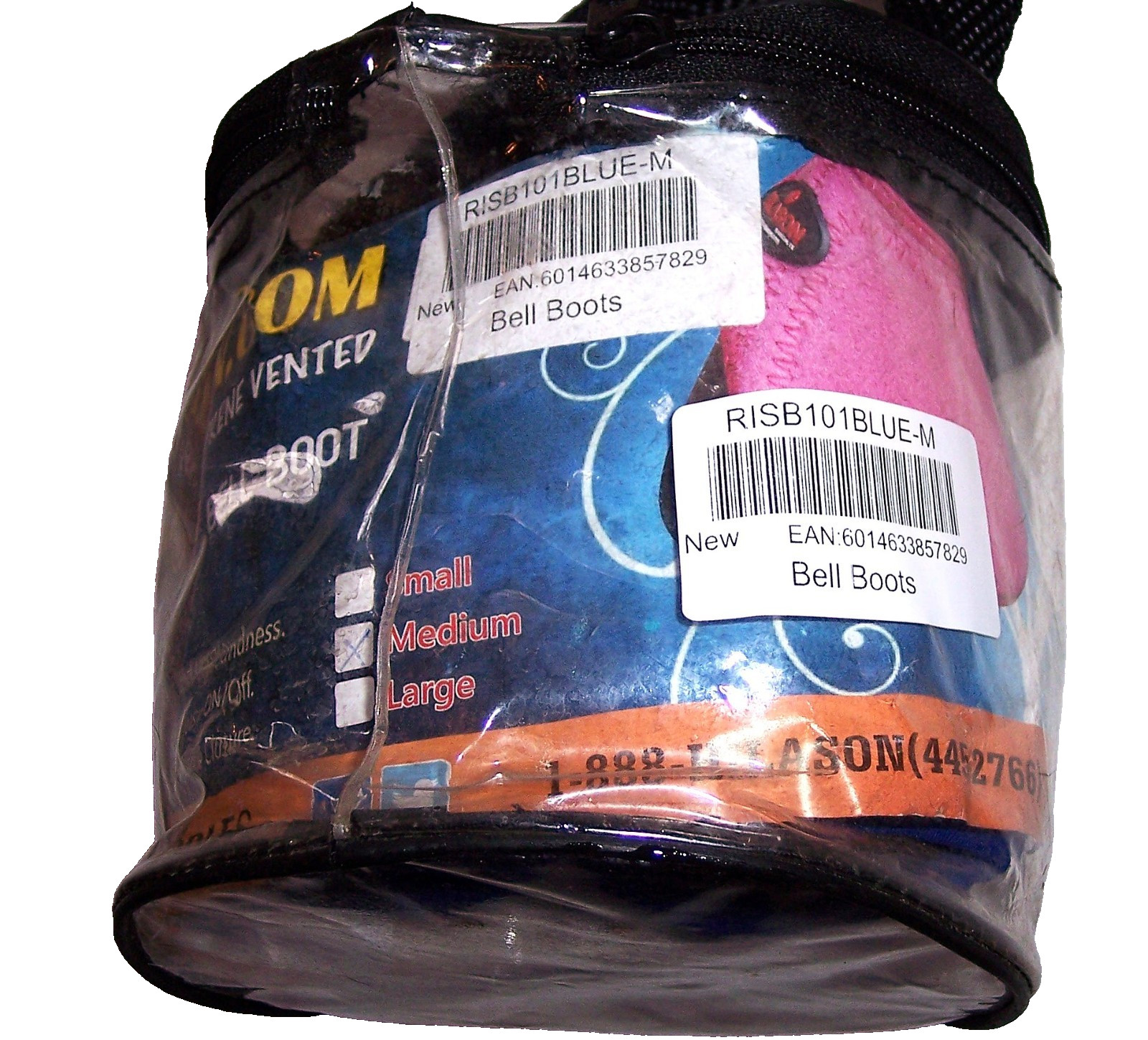 HILASON Bell Boots Pair M Horse No Turn Vented Protect Hook Loop Quick Wrap Blue