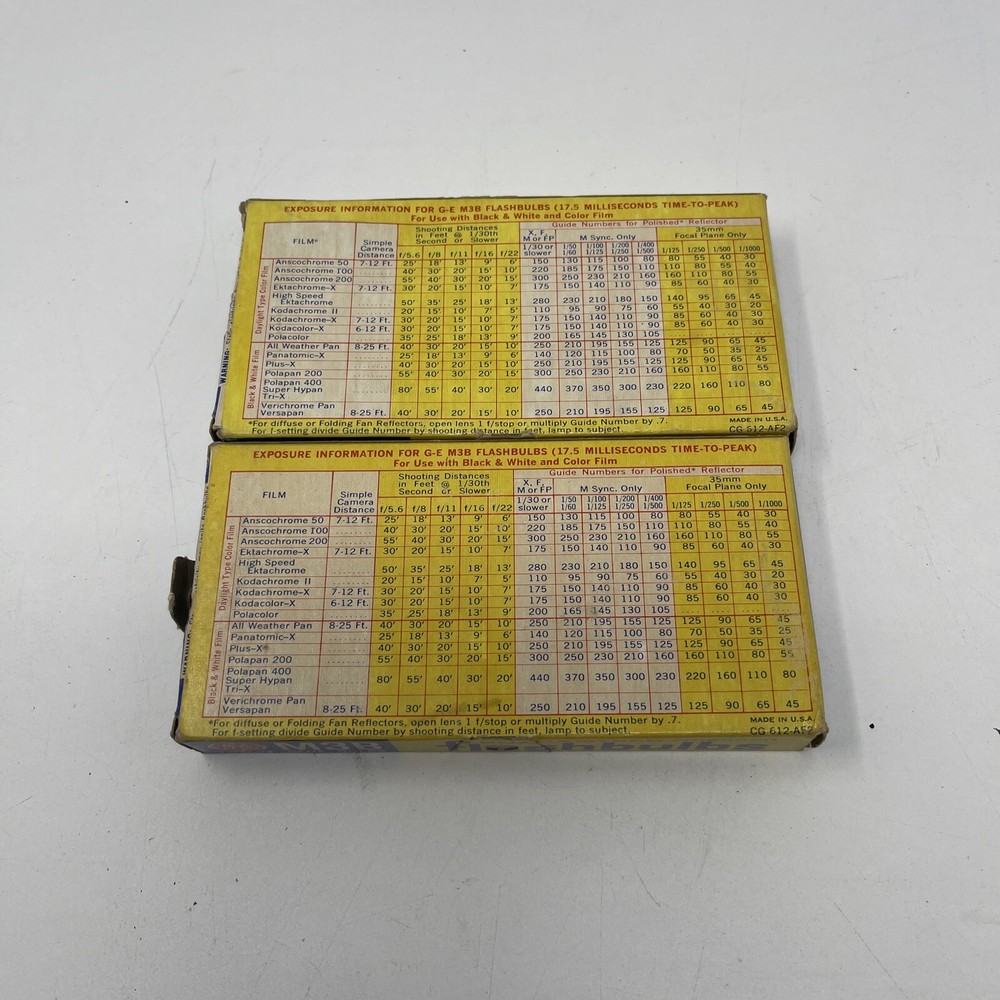 Vintage General Electric M3B Flashbulbs - 2 Boxes - 24 Blue Bulbs