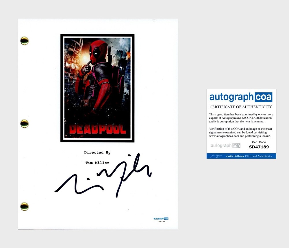 Tim Miller ‘DEADPOOL’ Director Signed Full Movie Script Screenplay ACOA Marvel