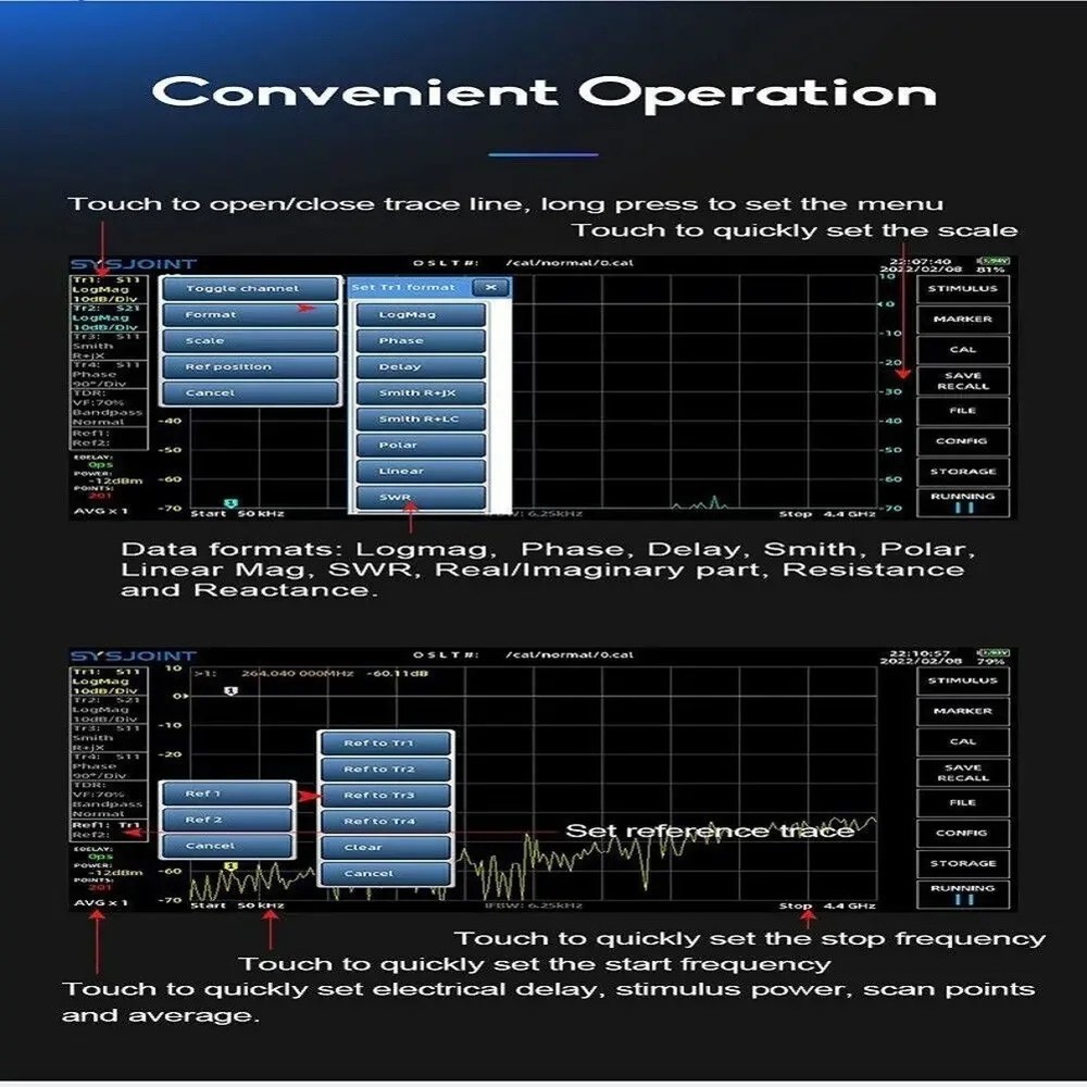 HTOOL SV4401A 50KHz-4.4GHz Vector Network Analyzer 100dB Dynamic VNA 7-inch
