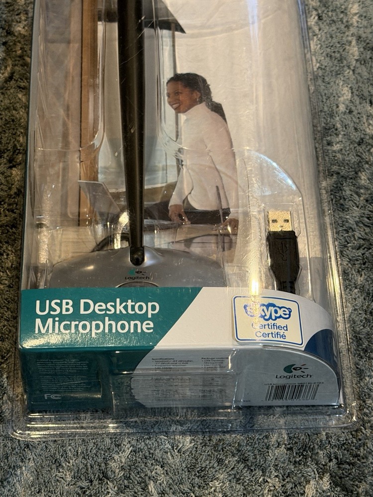 Logitech USB Desktop Microphone PC Laptop VOIP Skype Certified Silver Windows