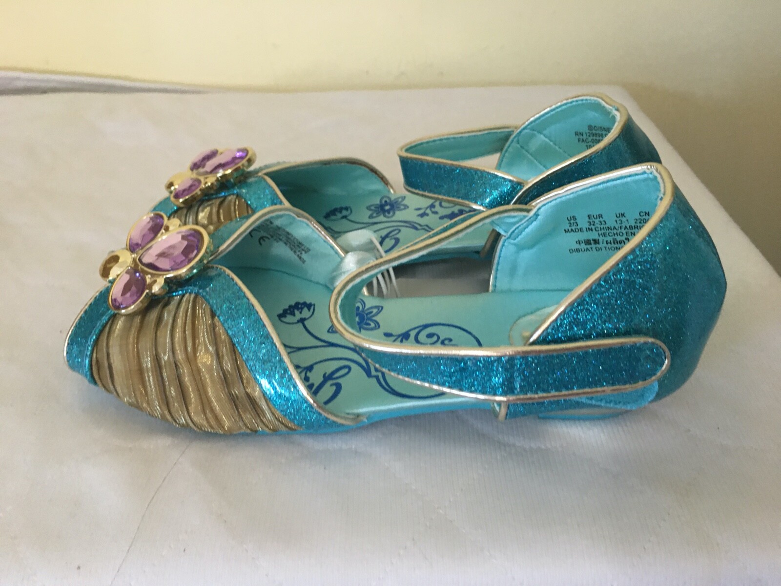 NWT Disney Store Jasmine Costume Shoes many sizes Princess Aladdin U pick