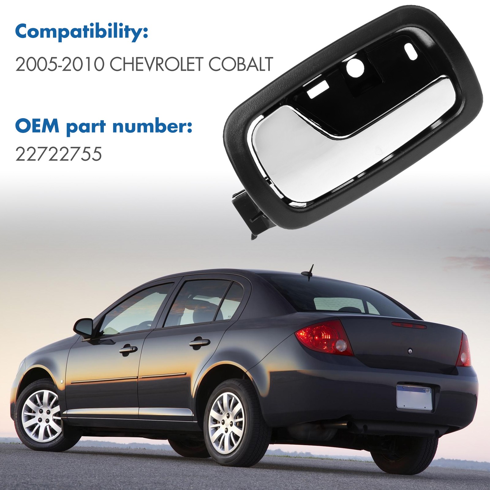 Door Handle Front Inside Black Driver for 07-10 Chevy COBALT PONTIAC G5