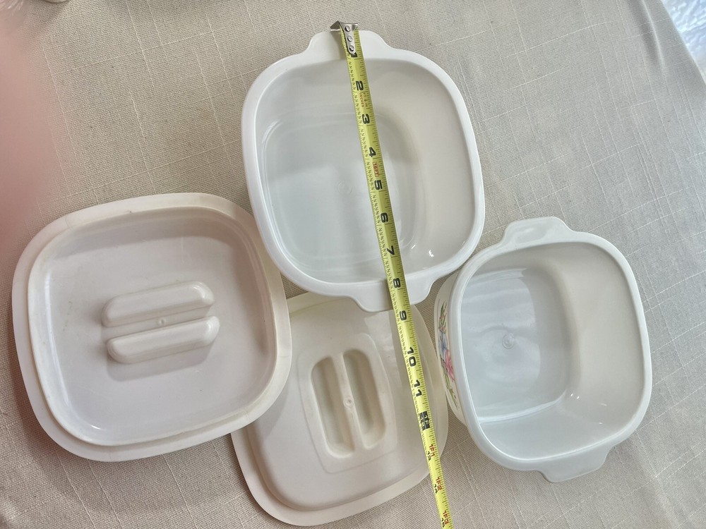 Square Serving Bowls With Lids- Lotus Pattern.