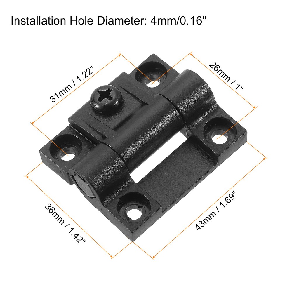 4Pcs Adjustable Torque Hinge Plastic Adjustable Position Control Hinges Black