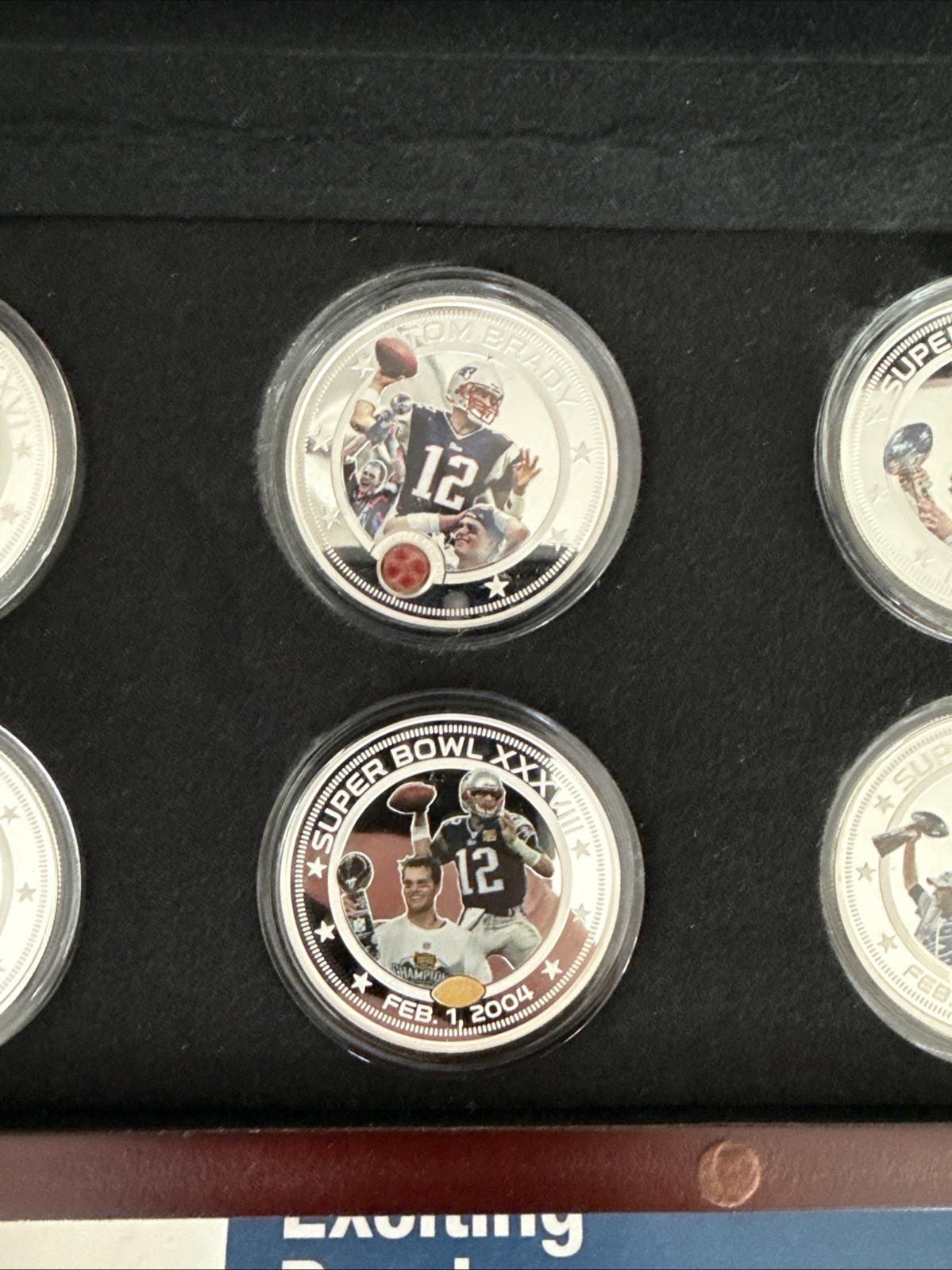 RARE Tom Brady Patriots Proof 8-Coin Dollar Collection Bradford Exchange Mint