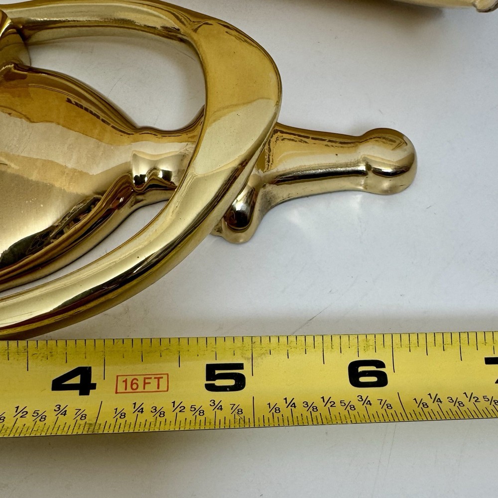 Solid Brass Door Knocker 6" Monogram Last Name LANG Made Spain Vintage Engraved