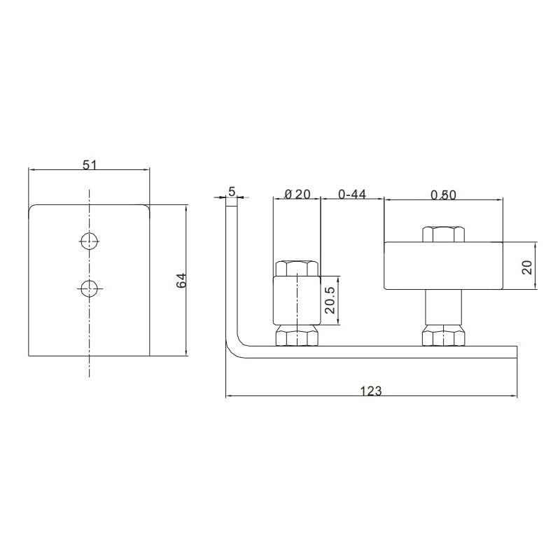 Floor Guide Wall/Door Bottom Sliding Door Floor Guide Black