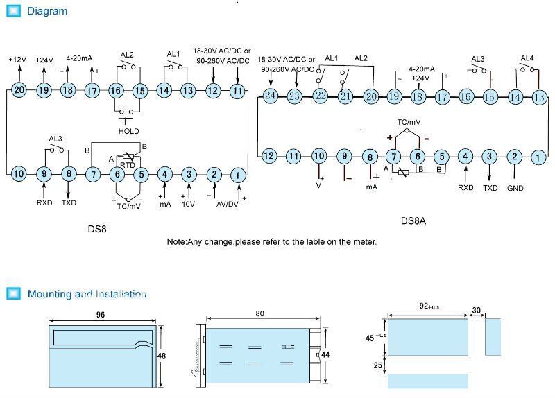 DS8-R4B/BDS8-IR4B RS485 Universal Temperature Controller Sensor Indicator