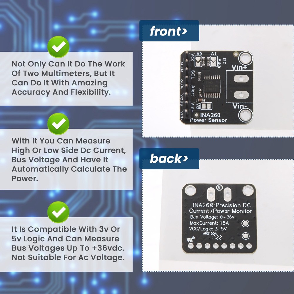 INA260 Detection Sensor Module High or Low Side Voltage Current Sensor8606
