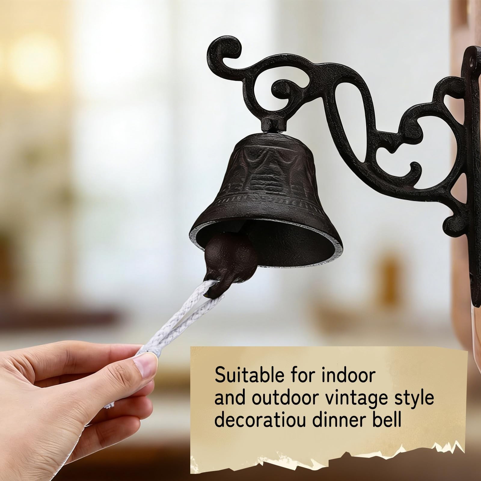 Outdoor Dinner Hanging Bell Cast Iron Duty Rustic Vintage Doorbell for Outsid...