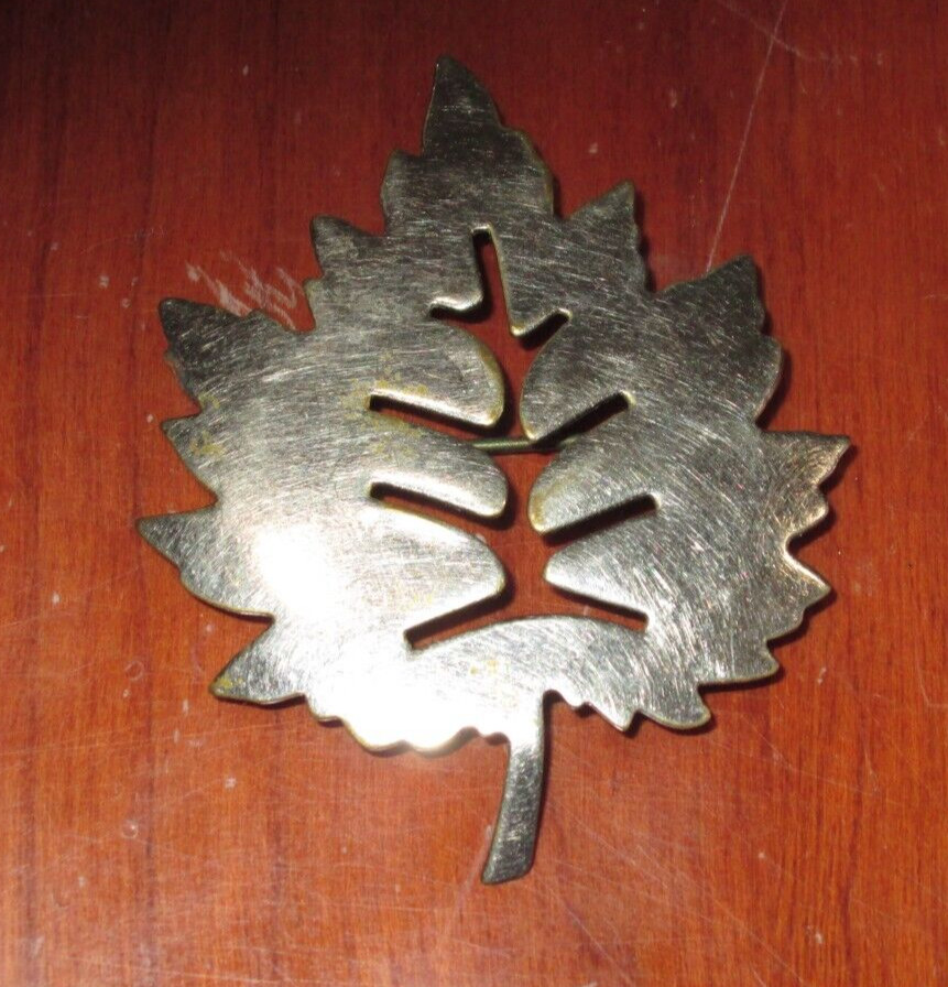Leaf Brooch Silver Tone 2.5x1-3/4" Cut-out